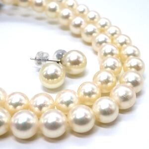 【売り切り】1円〜!!セット売り!!美品!!TASAKI(田崎真珠)▲Pt900アコヤ本真珠ネックレス&ピアス▲J◎約35.7g 約42.5cm パール EC0/EE0 C268