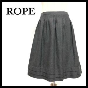 ROPE ロペ 膝丈　スカート フレアスカート タックスカート グレー M