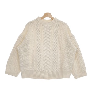 5-0107T♪ROKU 6 BEAUTY&YOUTH CABLE KNIT 定価26400円 1613-199-2714 ケーブルニット ホワイト ロクビューティアンドユース 255591