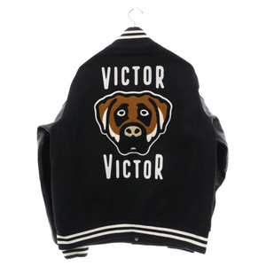 HUMAN MADE ヒューマンメイド 23AW xVICTOR VICTOR VARSITY JACKET DOG ドッグ刺繍バーシティジャケット スタジャン ブラック