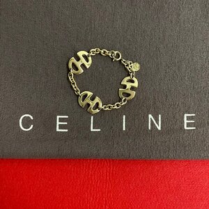 極 美品 希少品 CELINE セリーヌ ヴィンテージ ロゴ モチーフ GP ブレスレット バングル アクセサリー ゴールド レディース 65996