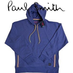 新品 ポールスミスPOP Paul SmithPOP パーカー スウェット М ラウンジウェア トレーナー カンガルーポケット パープル カラーライン 秋 冬