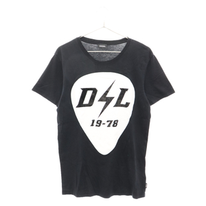 DIESEL ディーゼル フロントロゴプリント クルーネック半袖Tシャツ ブラック