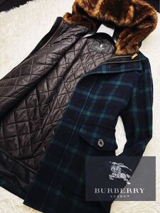 i17 圧倒感!!!【ファーボアスタイル!!】定価14万●BURBERRY BLACK LABEL●高級ジップアップトレンチコート バーバリーコート メンズ 