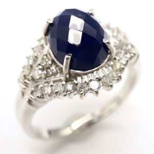 【売り切り】ソ付き!!▼K18 天然サファイア/天然ダイヤモンドリング▼J◎ 約4.3g 約12号 sapphire diamond jewelry ring 指輪 EE8/EFS147