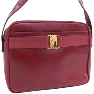 1円 ■ 美品 フェラガモ ショルダーバッグ BA214683 レッド系 レザー お洒落 Salvatore Ferragamo ■E.Bee.hP-22