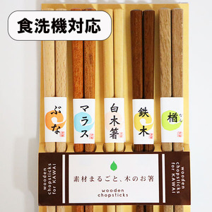 箸 5膳セット 食洗機対応 5種 木製 お箸 おはし 箸セット お箸セット おしゃれ シンプル 日本製 国産 若狭塗 楢 鉄木 白木 マラス ぶな 5本