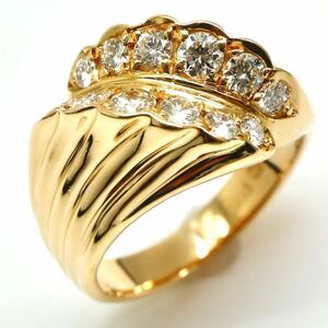 Aquascutum(アクアスキュータム)豪華!!《K18 天然ダイヤモンドリング》N 約6.6g 7.5号 jewelry ring diamond EG9/EH9