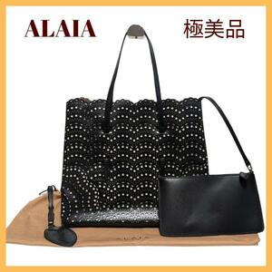 【極美品】ALAIAアライア　mina トートバッグ　ブラック　A4可