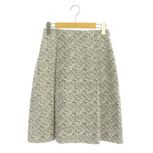 セオリー theory BAMBOO TWEED BOX PLEAT SKIRT ツイードスカート 膝丈 ボックスプリーツ 00 白 黒 ホワイト ブラック /MY ■OS レディース