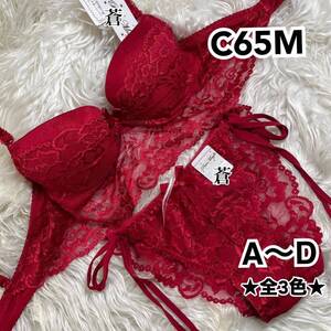 蒼C65★蒼A～D★ 柔らかストレッチ総レースブラ＆ほどける紐ショーツ★ 蒼レッド★ 蒼紐ショーツ★ 蒼レースショーツ★蒼～D80★蒼～D85