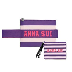 【CU】ANNA　SUI　アナスイ ポーチ 限定品　annasui_pouch-202307　パープルボーダー2個セットクラッチバッグコスメ化粧【新品/正規品】