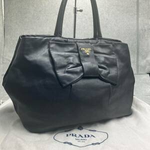 『美品』PRADA プラダ ハンドバッグ トートバッグ レザー テスートナイロン ブラック系 ブラック バッグ 