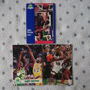 NBA カード ☆ GARY PAYTON 3枚セット ☆ ゲイリー ペイトン Seattle SuperSonics ☆ 1991 FLEER , 1993 1996 HOOPS