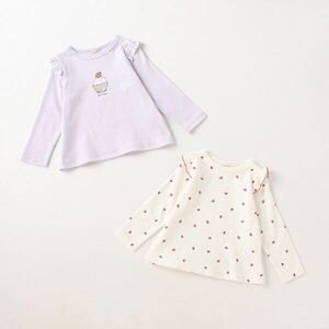 ☆petit mainプティマイン☆プティプラGIRLS長袖2枚セット☆ラベンダー130cm☆アプレレクール☆ブランシェス☆