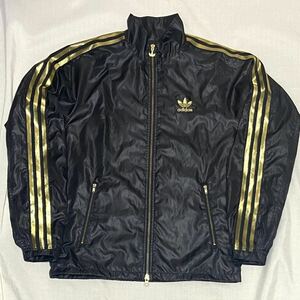 レア色 アディダス オリジナルス 黒 金 トレフォイルロゴ ナイロン トラックトップ ジャケット ウインドブレーカー ブラック adidas 正規品