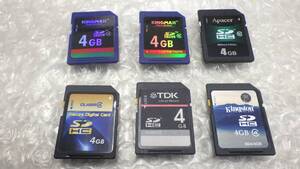 *Apacer/KINGMAX/TDK/など　ＳＤメモリーカード 　4GB　6枚セット 中古動作品　