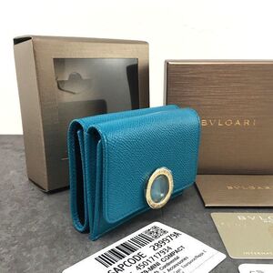 送料込み！ 未使用品 BVLGARI コンパクトウォレット 289979 グリーン 箱付き 18