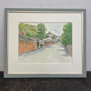 作者不詳 水彩画 額装約50cm×約59.5cm