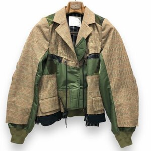 ▼美品【sacai】サカイ コレクションライン 再構築 ミリタリー テーラード ブルゾン サイズ1 女性用 レディース トップス RA7154