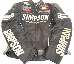 ■SIMPSON シンプソン ライダースジャケット Lサイズ 肩肘胸パット入り バイクウェア 黒系★