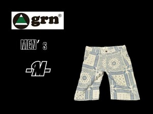 メンズM◇grn◇ネイティブ柄リネンブレンドショートパンツ