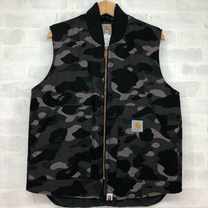 A BATHING APE × Carhartt アベイシングエイプ カーハート 1stカモ ダック地 中綿ベスト SIZE: M ブラック MH632023072503