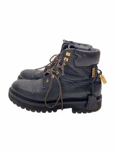 BUSCEMI◆コンバットブーツ/スレ・キズ有/ソール減り/レースアップブーツ/43/BLK/レザー//