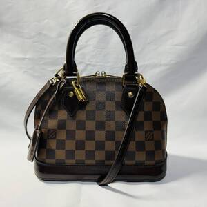 【美品】 Louis Vuitton ルイヴィトン ダミエ エベヌ アルマBB ショルダーバッグ ハンドバッグ 2Way レディース N41221