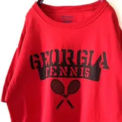 チャンピオン ジョージア テニス Tシャツ L レッド 赤 古着