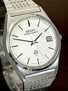 美品!人気上昇グランドツインクォーツ!現在作動中!綺麗なギョウシェホワイト文字盤!SEIKO GRAND QUARTZ!純正オリジナルブレス付!9942-8000