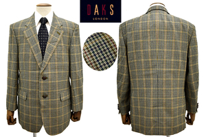 L-1983★美品★DAKS LONDON ダックス ロンドン★秋冬ウール 日本製 ガンクラブチェック ツイード テーラードジャケット 胸囲98cm AB6