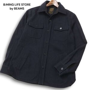 B:MING LIFE STORE by BEAMS ビームス 秋冬 ウール混★ CPO ワーク シャツ Sz.M　メンズ ネイビー　C4T09329_A#B