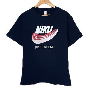 新品 パロディ NIKU Tシャツ XXXLサイズ★ブラック 黒 半袖Tシャツ 焼肉 カルビ 唐揚げ 筋トレ ステーキ バーベキュー BBQ 3XL パーティー