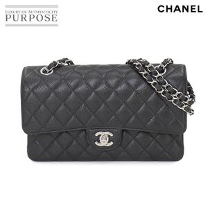 未使用 展示品 シャネル CHANEL マトラッセ 25 チェーン ショルダー バッグ キャビアスキン ブラック A01112 シルバー 金具 90260954