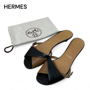 HERMES エルメス アピ バイカラー ミュール 37