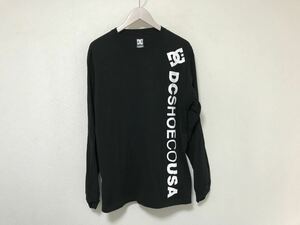 本物ディーシーシューズDCコットンロゴプリント長袖TシャツロンTメンズサーフアメカジミリタリービジネスストリートスケーター黒ブラックM