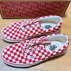 28cm US10 VANS ERA PRO CHECKERBOARD RED スニーカー バンズ チェッカーボード 未使用 キャンバス地黄色くなってます