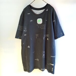 ナイキ　クルーネック　Tシャツ　総柄　オーバーサイズ　スウッシュ　黒　XL