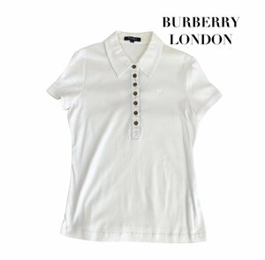 中古 バーバリー ロンドン BURBERRY LONDON 半袖 ポロシャツ 白 レディース サイズ2