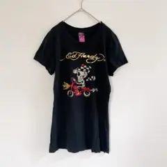 エドハーディ　スカル　スパンコール　Tシャツ　バイク乗り　ブラック　M　USA製