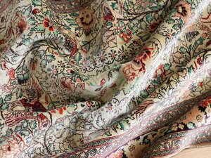魁◆細密高級絨毯 中国緞通 シルク緞通 細密手織り 300段 77×123.5㎝ ハイクオリティ シルク100%