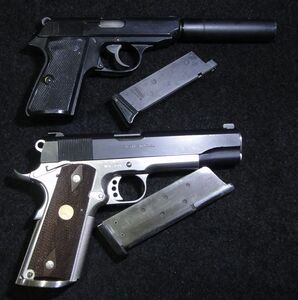 ガスガン ★ COLT MK IV / SERIES 80 (木製グリップ) ★ WALTHER PPK/S ◇ まとめて２個【中古：現状渡し】