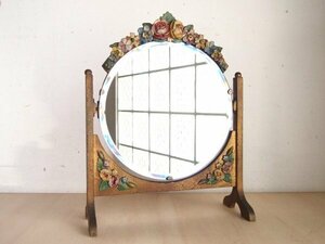 barbora mirror 脚付き丸型　鏡　ミラー　イギリス　バーボラ　バルボラ　レトロ　アンティーク　H45