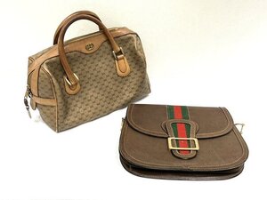 【え沖】グッチ GUCCI オールドグッチ バッグ2点売 GG柄 ミニボストンバッグ シェリーライン ショルダーバッグ ジャンク 沖607 MD516MSS80