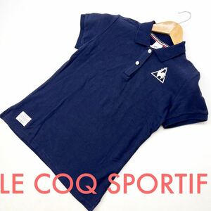 ルコック ☆ le coq sportif 半袖シャツ ゴルフ シャツ ポロシャツ レディース M ネイビー 大定番 タイト シンプルスタイル♪ GOLF■AE160