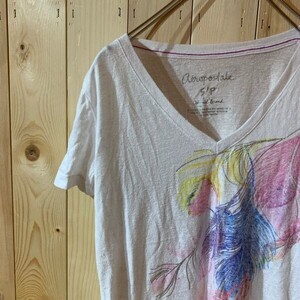 [KWT2176] AEROPOSTALE Vネック半袖Tシャツ レディース ホワイト S ポス