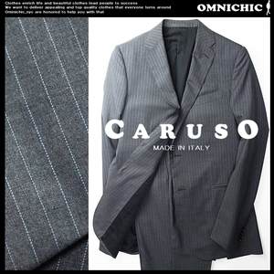 ■新品19.8万【CARUSO】名門最高峰カルーゾ/MANON/SUPERFINE CLOTH/贅沢光沢ウールマノン2Bテーラードスーツ52/ストライプ/日本XL相当