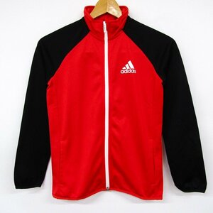 アディダス ジップアップジャージ トラックジャケット アウター キッズ 男の子用 140サイズ ブラック×レッド adidas