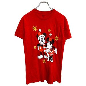 Disney 半袖 キャラクターTシャツ Sサイズ ディズニー レディース レッド ミッキー ミニー 古着卸 アメリカ仕入 t2406-3806